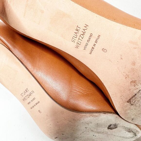 Stuart Weitzman Women's Leather Heeled Mira Mules in Dark Bridle Brown Size 6 - Picture 9 of 10